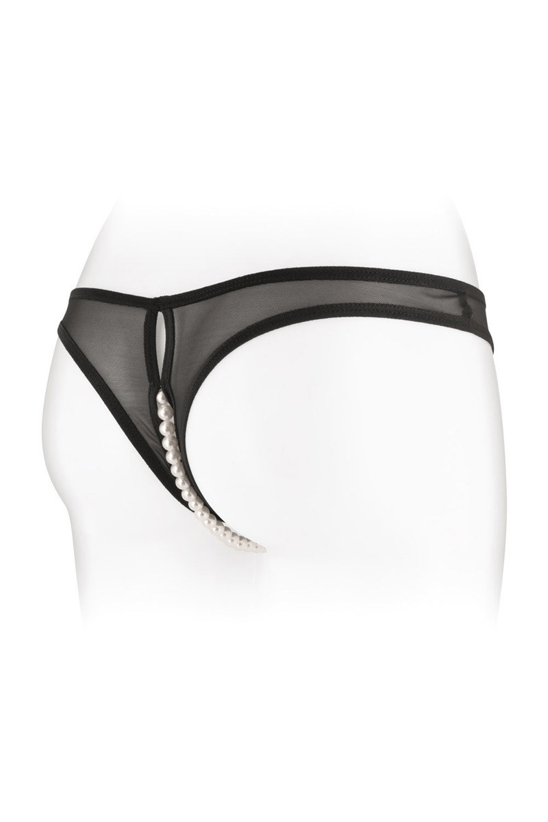 String ouvert avec perles Sophie - noir